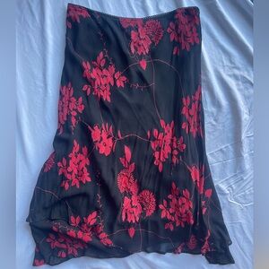 JM collection Black & Red Floral‎ Skirt